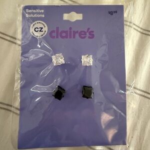 Claire's Silver and Black Stud Earrings Set